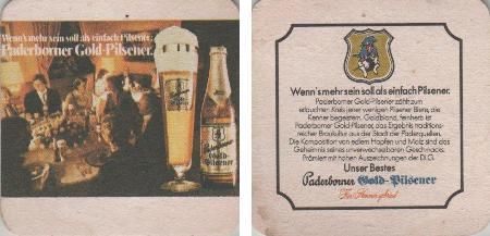 Bierdeckel quadratisch - Paderborner - Gold-Pilsener Bierdeckel quadratisch - Paderborner - Gold-Pilsener
