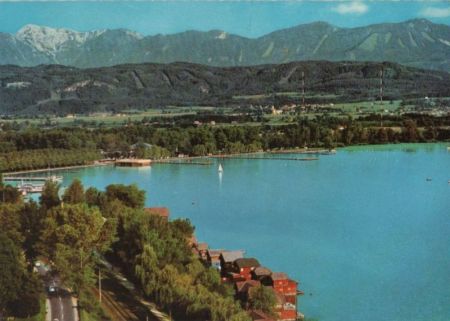 Österreich - Klagenfurt - Wörthersee, Strandbad mit Hochobir - 1974 Österreich - Klagenfurt - Wörthersee, Strandbad mit Hochobir - 1974