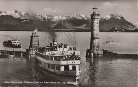 Lindau - Hafeneinfahrt mit Scesaplana - ca. 1960 Lindau - Hafeneinfahrt mit Scesaplana - ca. 1960