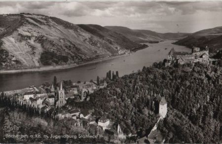 Bacharach - mit Jugendburg Stahleck - 1961 Bacharach - mit Jugendburg Stahleck - 1961