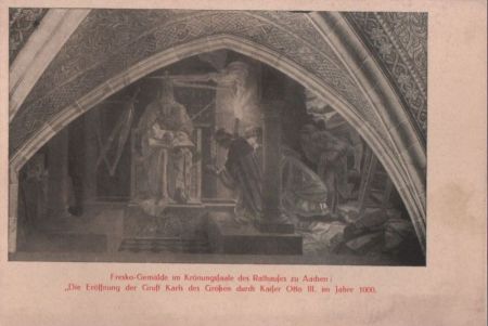 Aachen - Fresko-Gemälde im Rathaus - ca. 1935 Aachen - Fresko-Gemälde im Rathaus - ca. 1935