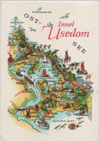 Usedom - Übersichtskarte - ca. 1985 Usedom - Übersichtskarte - ca. 1985