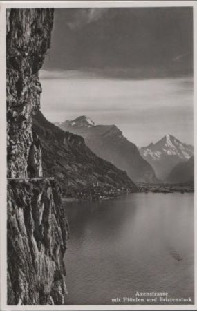 Schweiz - Axenstraße - mit Flüelen und Bristenstock - ca. 1935 Schweiz - Axenstraße - mit Flüelen und Bristenstock - ca. 1935