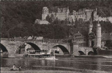 Heidelberg - Alte Neckarbrücke und Schloss - ca. 1960 Heidelberg - Alte Neckarbrücke und Schloss - ca. 1960