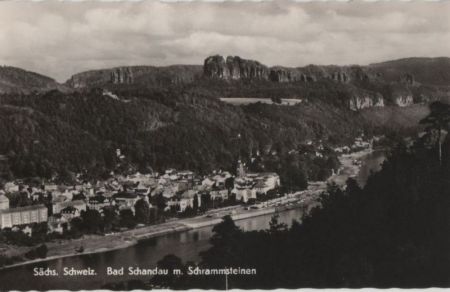 Bad Schandau - mit Schrammsteinen - 1966 Bad Schandau - mit Schrammsteinen - 1966