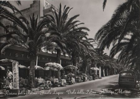 Italien - Finale Ligure - Viale delle Palme - Albergo Moroni - ca. 1960 Italien - Finale Ligure - Viale delle Palme - Albergo Moroni - ca. 1960