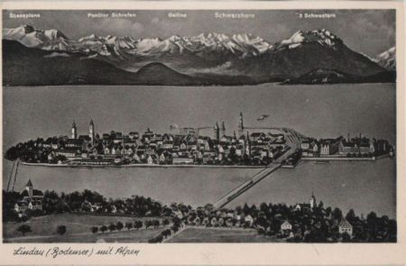 Lindau - mit Alpen - 1957 Lindau - mit Alpen - 1957