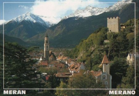Italien - Meran - Merano - Ansicht mit Texelgruppe - ca. 1995 Italien - Meran - Merano - Ansicht mit Texelgruppe - ca. 1995