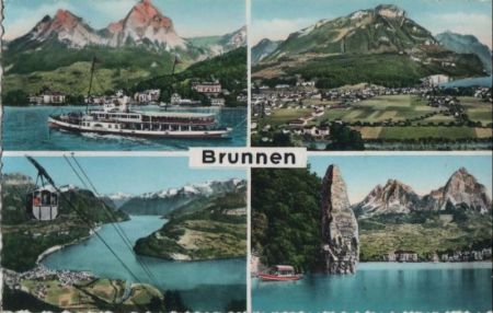 Schweiz - Brunnen - 4-Bilder-Karte - ca. 1965 Schweiz - Brunnen - 4-Bilder-Karte - ca. 1965