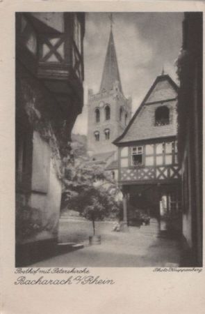 Bacharach - Posthof mit Peterskirche - ca. 1950 Bacharach - Posthof mit Peterskirche - ca. 1950