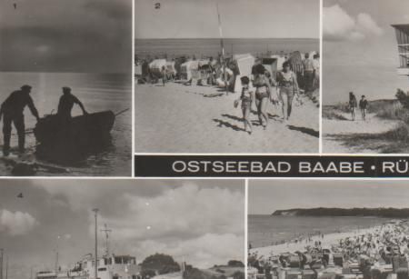 Baabe - Sonnenuntergang, Am Strand, HO-Gaststätte Inselparadies, Dampferanlegestelle - 1982 Baabe - Sonnenuntergang, Am Strand, HO-Gaststätte Inselparadies, Dampferanlegestelle - 1982