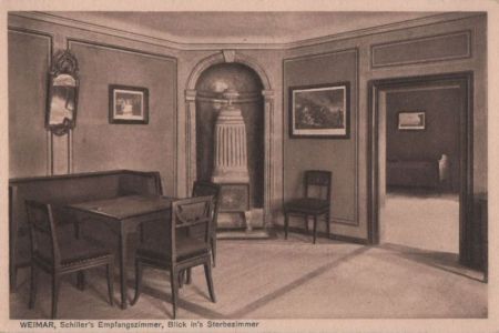 Weimar - Schillers Empfangszimmer, Blick ins Sterbezimmer - ca. 1940 Weimar - Schillers Empfangszimmer, Blick ins Sterbezimmer - ca. 1940