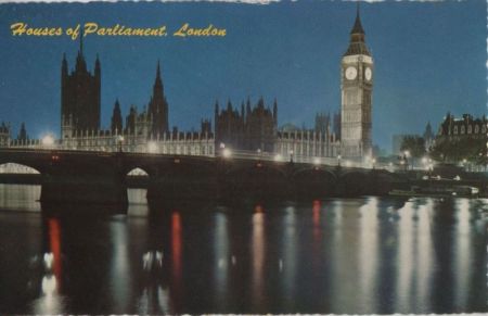 Großbritannien - London - Houses of Parliament at night - 1964 Großbritannien - London - Houses of Parliament at night - 1964
