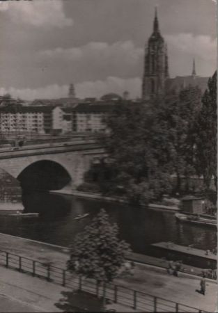 Frankfurt Main - Mainpartie mit Alte Brücke - ca. 1960 Frankfurt Main - Mainpartie mit Alte Brücke - ca. 1960