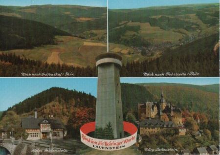 Ludwigsstadt-Lauenstein, Burg Lauenstein - Aussichtsturm Thüringer Warte - ca. 1980 Ludwigsstadt-Lauenstein, Burg Lauenstein - Aussichtsturm Thüringer Warte - ca. 1980