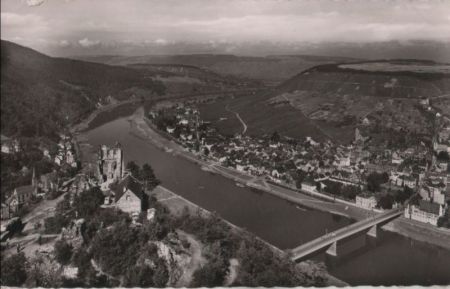 Traben-Trarbach - mit Ruine Grevenburg - 1960 Traben-Trarbach - mit Ruine Grevenburg - 1960