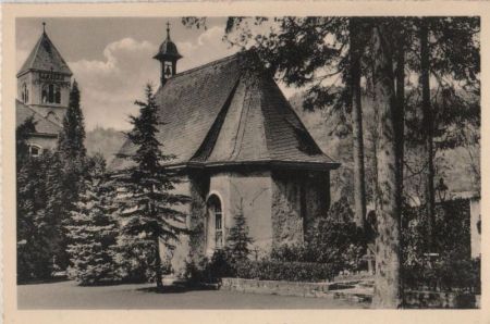 Vallendar-Schönstatt - Gnadenkapelle, alter Turm und Heldengräber - ca. 1955 Vallendar-Schönstatt - Gnadenkapelle, alter Turm und Heldengräber - ca. 1955
