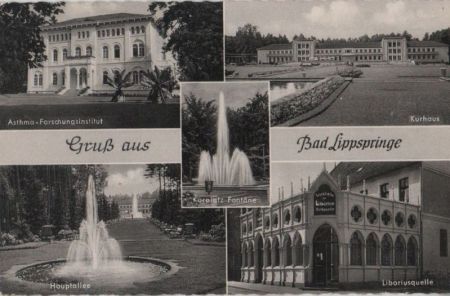 Bad Lippspringe - u.a. Kurplatz-Fontäne - ca. 1960 Bad Lippspringe - u.a. Kurplatz-Fontäne - ca. 1960