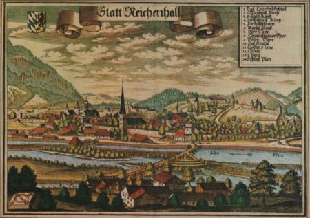 Bad Reichenhall - nach Kupferstich von Wening - ca. 1990 Bad Reichenhall - nach Kupferstich von Wening - ca. 1990