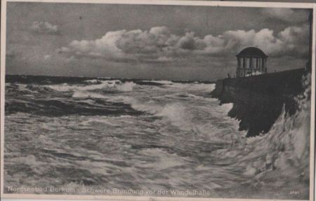 Borkum - Brandung vor der Wandelhalle - 1932 Borkum - Brandung vor der Wandelhalle - 1932
