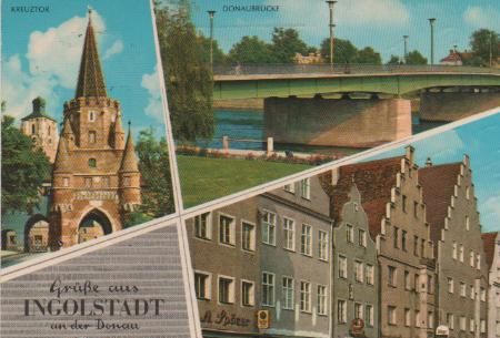 Ingolstadt - Kreuztor, Donaubrücke, Theresienstraße - ca. 1970 Ingolstadt - Kreuztor, Donaubrücke, Theresienstraße - ca. 1970