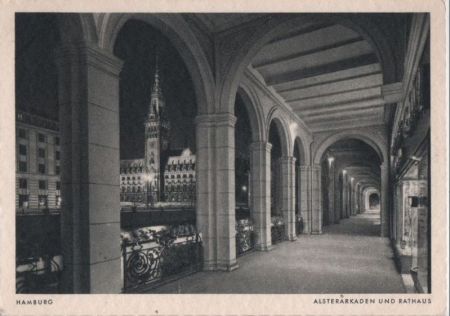 Hamburg - Alsterarkaden und Rathaus - ca. 1955 Hamburg - Alsterarkaden und Rathaus - ca. 1955